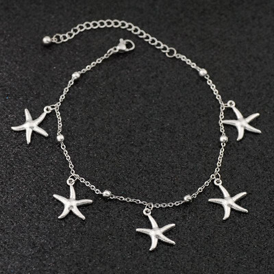 Allergiamentes rozsdamentes acél boka karkötő nőknek Star Fish Shell Charm karkötő lábon Lányok lábláncok Bokalánc ékszerek Új