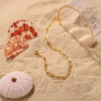 Youthway Κομψή αλυσίδα συνδετήρων Anklet Stainless Steel 18 K Gold PVD Summer Barefoot Beach Jewelry Αδιάβροχο για Γυναικεία Δώρα