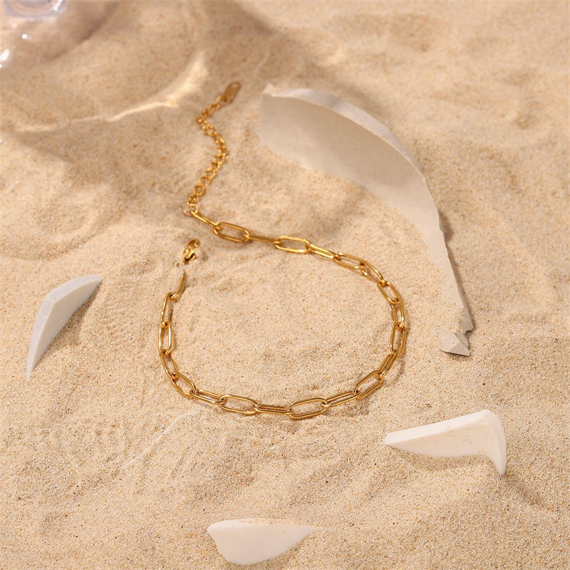 Youthway Stílusos gémkapocs lánc Anklet rozsdamentes acél 18 K arany PVD nyári mezítlábas strandékszer vízálló női ajándékok