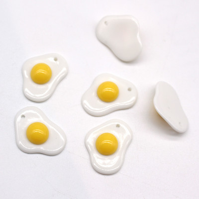 10 vnt Kawaii Flatback baltai kepti kiaušiniai, dervos auskarai, mielas apyrankės raktų pakabukas, mažas pakabukas papuošalas, gaminio aksesuaras