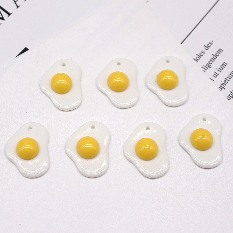 10 vnt Kawaii Flatback baltai kepti kiaušiniai, dervos auskarai, mielas apyrankės raktų pakabukas, mažas pakabukas papuošalas, gaminio aksesuaras