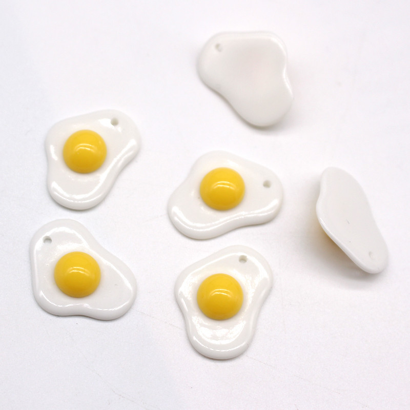 10 vnt Kawaii Flatback baltai kepti kiaušiniai, dervos auskarai, mielas apyrankės raktų pakabukas, mažas pakabukas papuošalas, gaminio aksesuaras