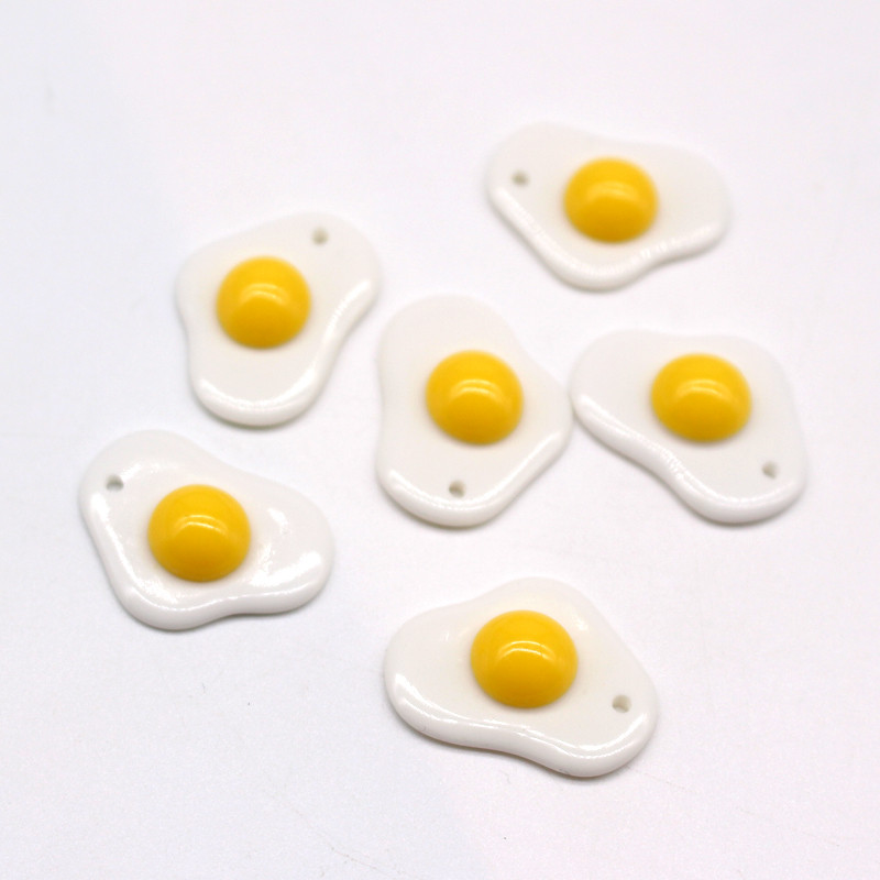 10 vnt Kawaii Flatback baltai kepti kiaušiniai, dervos auskarai, mielas apyrankės raktų pakabukas, mažas pakabukas papuošalas, gaminio aksesuaras