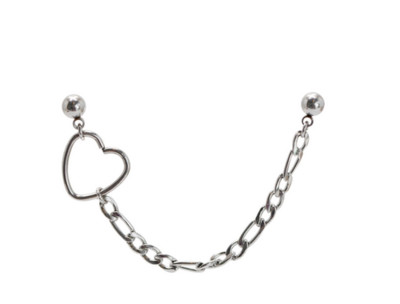 1vnt chirurginis plieninis auskaras spiralės auskarų vėrimas štanga16G 20g kremzlės auskaras hiphopo mergaičių širdies grandinėlė dviguba auskaras kūno papuošalai