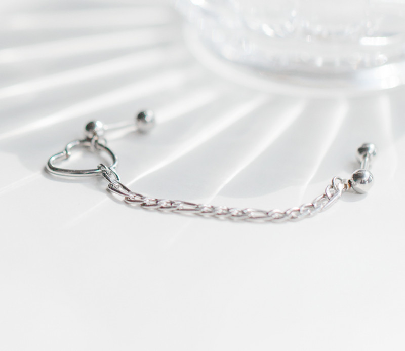 1vnt chirurginis plieninis auskaras spiralės auskarų vėrimas štanga16G 20g kremzlės auskaras hiphopo mergaičių širdies grandinėlė dviguba auskaras kūno papuošalai