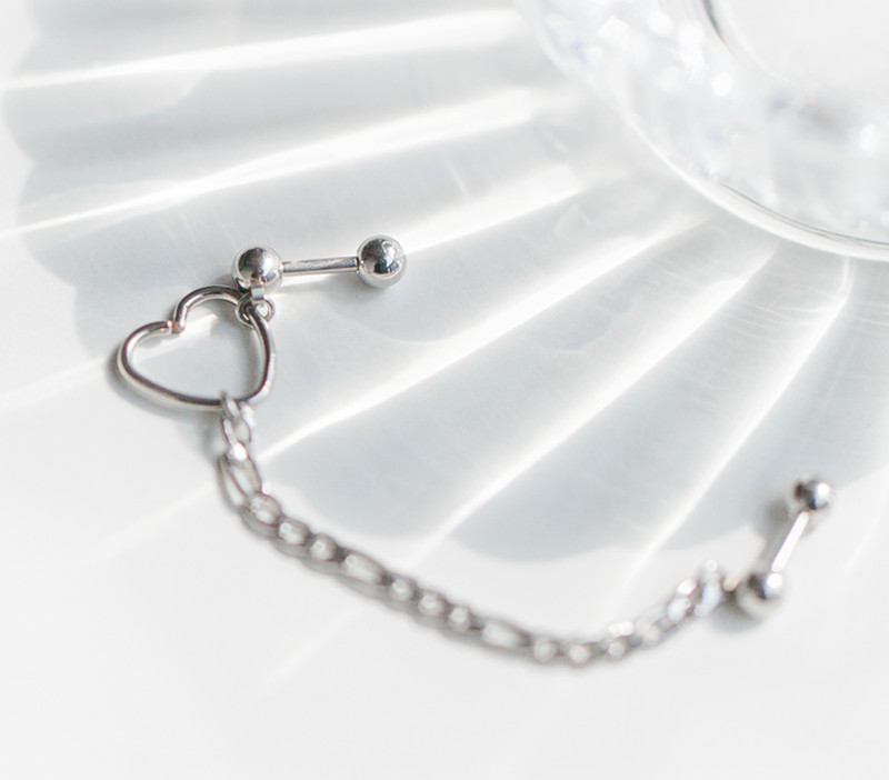 1vnt chirurginis plieninis auskaras spiralės auskarų vėrimas štanga16G 20g kremzlės auskaras hiphopo mergaičių širdies grandinėlė dviguba auskaras kūno papuošalai