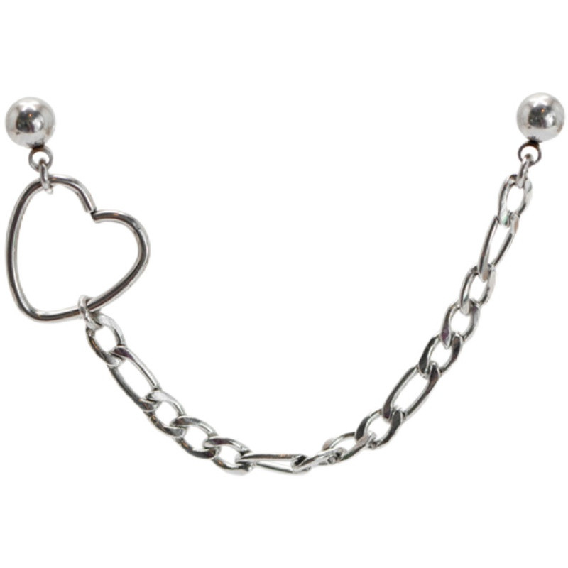 1vnt chirurginis plieninis auskaras spiralės auskarų vėrimas štanga16G 20g kremzlės auskaras hiphopo mergaičių širdies grandinėlė dviguba auskaras kūno papuošalai