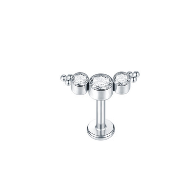 1PC G23 Titanium 16G CZ Gem Labret Lip Bar Inele Cristal Floare Ureche Cartilaj Tragus Helix Lobe Cercei Piercing Screw Fit Top
