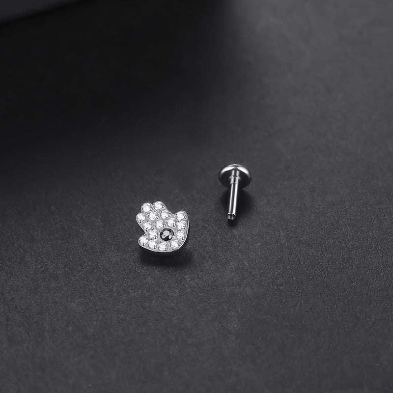 1PC G23 Titanium 16G CZ Gem Labret Lip Bar Inele Cristal Floare Ureche Cartilaj Tragus Helix Lobe Cercei Piercing Screw Fit Top