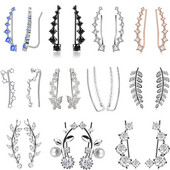 2 bucăți de înaltă calitate 7 cristale urechi manșete urechi piercing culoare albastră zirconiu cubic ureche crawlers pentru femei piercing Oreja cercel