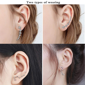 2 τμχ Υψηλής ποιότητας 7 κρύσταλλα μανσέτες αυτιών Ear clip Piercing Μπλε Χρώμα Cubic Zirconia Ear Crawler για Γυναικεία Piercing Oreja σκουλαρίκι