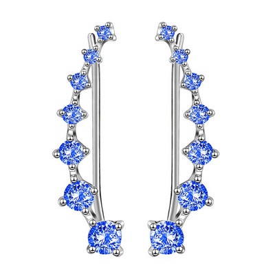2 bucăți de înaltă calitate 7 cristale urechi manșete urechi piercing culoare albastră zirconiu cubic ureche crawlers pentru femei piercing Oreja cercel