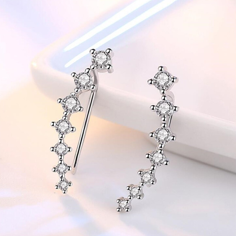 2 bucăți de înaltă calitate 7 cristale urechi manșete urechi piercing culoare albastră zirconiu cubic ureche crawlers pentru femei piercing Oreja cercel