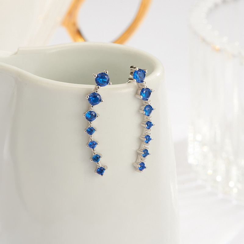 2 bucăți de înaltă calitate 7 cristale urechi manșete urechi piercing culoare albastră zirconiu cubic ureche crawlers pentru femei piercing Oreja cercel