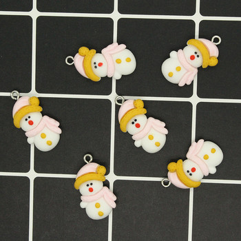 10 τμχ Lovely Resin Small Snowman Earring Charms Diy for Keychain κολιέ Κρεμαστό αξεσουάρ Χαριτωμένο Πρωτοχρονιάτικο Χριστουγεννιάτικο Κόσμημα