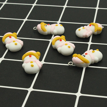 10 τμχ Lovely Resin Small Snowman Earring Charms Diy for Keychain κολιέ Κρεμαστό αξεσουάρ Χαριτωμένο Πρωτοχρονιάτικο Χριστουγεννιάτικο Κόσμημα