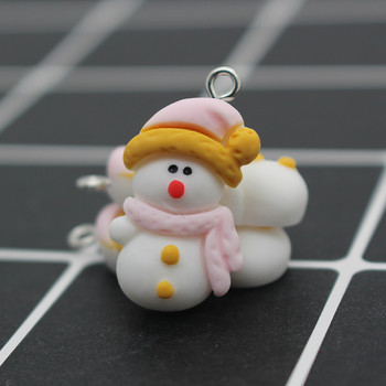 10 τμχ Lovely Resin Small Snowman Earring Charms Diy for Keychain κολιέ Κρεμαστό αξεσουάρ Χαριτωμένο Πρωτοχρονιάτικο Χριστουγεννιάτικο Κόσμημα