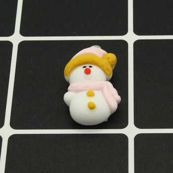 10 τμχ Lovely Resin Small Snowman Earring Charms Diy for Keychain κολιέ Κρεμαστό αξεσουάρ Χαριτωμένο Πρωτοχρονιάτικο Χριστουγεννιάτικο Κόσμημα