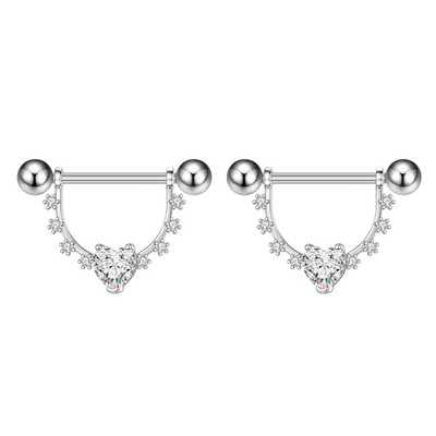 2 buc. șarpe iepure inimă piercing mamelon femei inele mamelon capac barbell scut sân cristal oțel 14G piercing corp bijuterii
