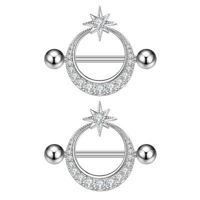 2 buc. șarpe iepure inimă piercing mamelon femei inele mamelon capac barbell scut sân cristal oțel 14G piercing corp bijuterii
