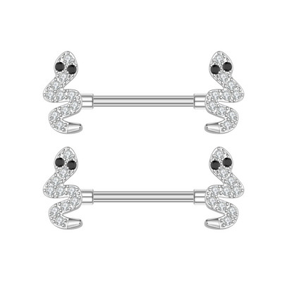 2 buc. șarpe iepure inimă piercing mamelon femei inele mamelon capac barbell scut sân cristal oțel 14G piercing corp bijuterii