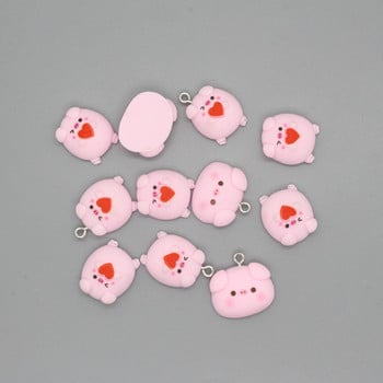 Mix 10 τμχ/συσκευασία Cute Hug Love Pink Pig Resin Charms DIY Crafts Animal Flatback Cabochon Σκουλαρίκι Καρφίτσα Διακοσμητικό Κοσμήματα Μάρκα