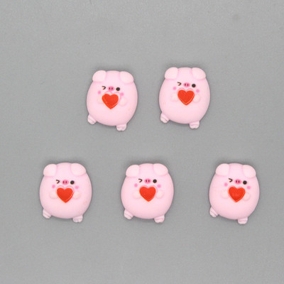 Amestecați 10 buc/pachet Cute Hug Love Pink Porc Breloc din rășină Artizanat cu animale cu spate plat Cabochon Broșă Cercei Împodobire Bijuterii Faceți