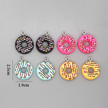 Mix 10 τμχ/συσκευασία Cute Hollow Cream Donuts Resin Charms Funny Mini Food Pendants For Earring Bracelet Keychain Jewelry Make DIY