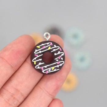 Mix 10 τμχ/συσκευασία Cute Hollow Cream Donuts Resin Charms Funny Mini Food Pendants For Earring Bracelet Keychain Jewelry Make DIY