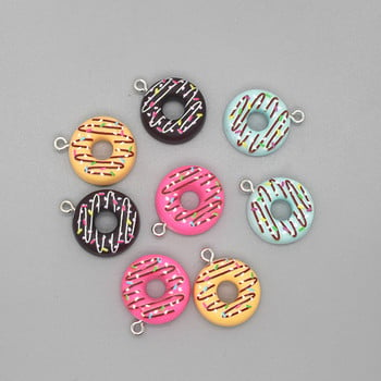 Mix 10 τμχ/συσκευασία Cute Hollow Cream Donuts Resin Charms Funny Mini Food Pendants For Earring Bracelet Keychain Jewelry Make DIY