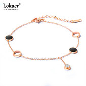 Lokaer nerūdijančio plieno rožinė auksu padengta karoliukais grandinėlė, apvali, žavinga kojų kulkšnys moterims, kulkšnies apyrankė, moteriška pėdų papuošalai A19005