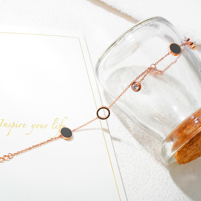 Lokaer nerūdijančio plieno rožinė auksu padengta karoliukais grandinėlė, apvali, žavinga kojų kulkšnys moterims, kulkšnies apyrankė, moteriška pėdų papuošalai A19005