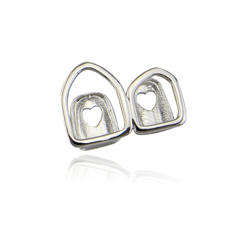 Hip Hop Gold Teeth Grillz Hollow Open Dublu Argintiu Tooth Caps Gratare false pentru dinti Rapper Bijuterii Cosplay Party