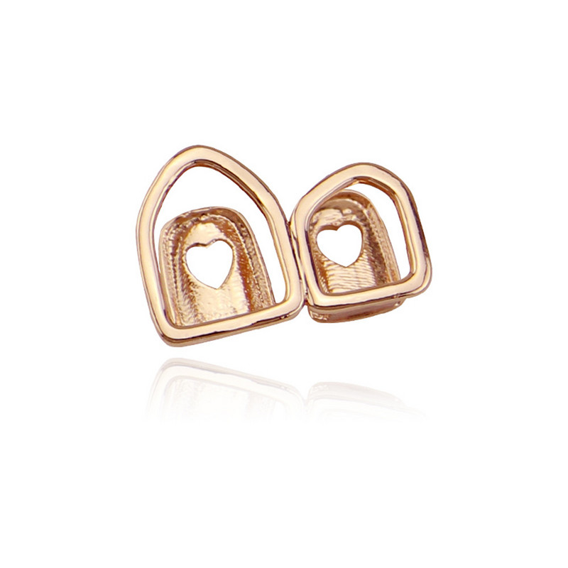 Hip Hop Gold Teeth Grillz Hollow Open Dublu Argintiu Tooth Caps Gratare false pentru dinti Rapper Bijuterii Cosplay Party