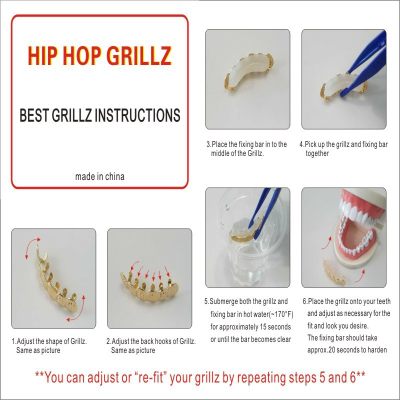 Hip Hop Gold Teeth Grillz Hollow Open Dublu Argintiu Tooth Caps Gratare false pentru dinti Rapper Bijuterii Cosplay Party