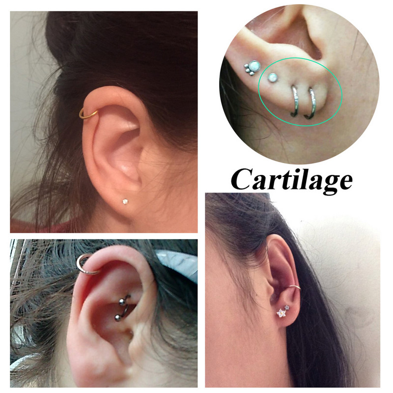 2 vnt. G23 titano vyrių segmento nosies žiedas 18g&16g&14g&12g spenelių spustelėjimas ausų kremzlė Tragus Helix lūpų auskarų vėrimas unisex papuošalai