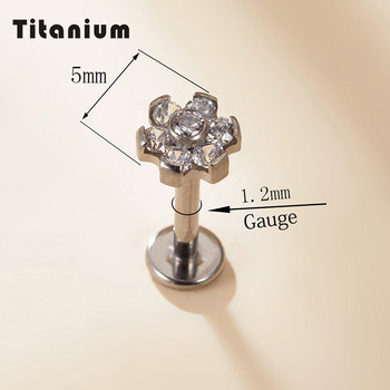 G23 Ttianium Labret Lip Stud Σχήμα πετάλου Zircon Stone Labret Lip Ring Ear Cartilage Tragus Earring Helix Body Piercing Κοσμήματα