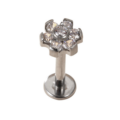 G23 Ttianium Labret Lip Stud žiedlapių formos cirkonio akmuo Labret lūpų žiedas Ausies kremzlė Tragus auskaras Helix kūno auskarų vėrimas papuošalai