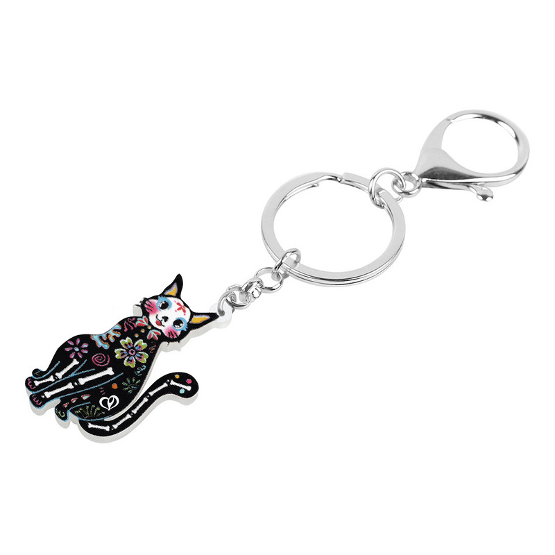 NEWEI Akrilo Helovinas Saldžios Gėlės Kaukolės Skeletas Sėdinčios Katės Auskarai Madingi Kabanti Dovanų Papuošalai Moterims Merginai