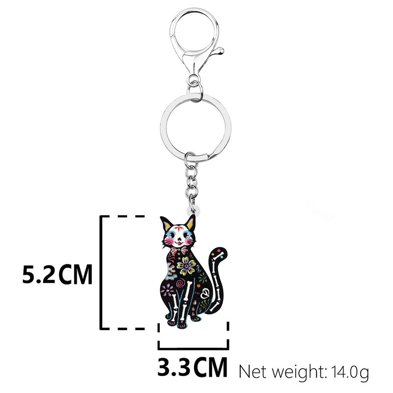 NEWEI Akrilo Helovinas Saldžios Gėlės Kaukolės Skeletas Sėdinčios Katės Auskarai Madingi Kabanti Dovanų Papuošalai Moterims Merginai