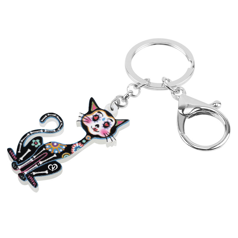 NEWEI Akrilo Helovinas Saldžios Gėlės Kaukolės Skeletas Sėdinčios Katės Auskarai Madingi Kabanti Dovanų Papuošalai Moterims Merginai