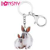 Bonsny Motinos diena Akrilas mielas triušis zuikis Raktų pakabukai Žiedas Madingas piniginės raktų pakabukas Unikalios dovanos Papuošalai Moterims Merginoms Pakabukai