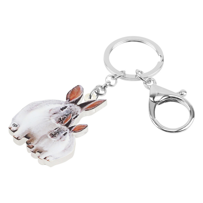 Bonsny Motinos diena Akrilas mielas triušis zuikis Raktų pakabukai Žiedas Madingas piniginės raktų pakabukas Unikalios dovanos Papuošalai Moterims Merginoms Pakabukai