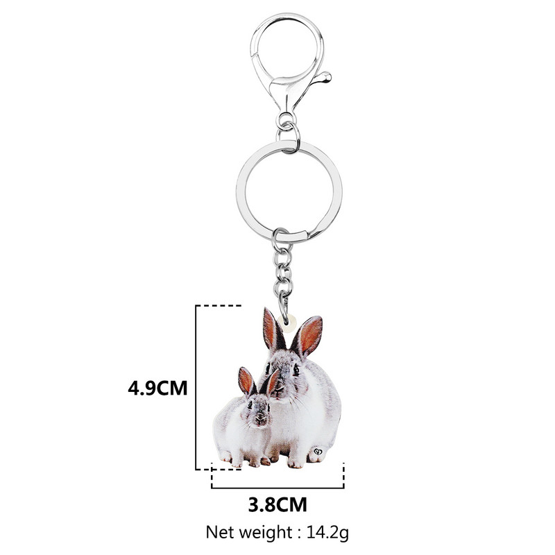 Bonsny Motinos diena Akrilas mielas triušis zuikis Raktų pakabukai Žiedas Madingas piniginės raktų pakabukas Unikalios dovanos Papuošalai Moterims Merginoms Pakabukai