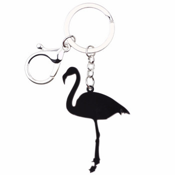 Bonsny ακρυλικό σχέδιο Flamingo μπρελόκ με μπρελόκ Δαχτυλίδια Μόδα Ζωικά κοσμήματα για γυναίκες κορίτσια Δώρο Τσάντα αυτοκινήτου Κρεμαστό Γούρια