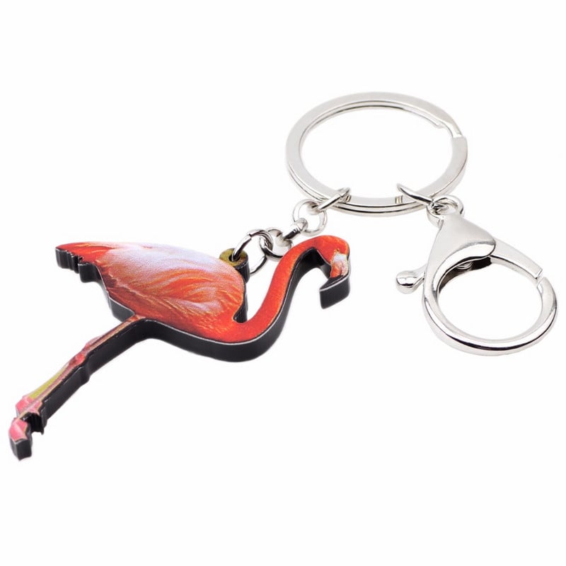 Bonsny akrilo raštas Flamingo raktų pakabukas raktų pakabukai žiedai madingi gyvūnų papuošalai moterims mergaitėms dovanos rankinė automobilio pakabučiai