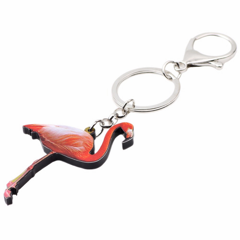 Bonsny akrilo raštas Flamingo raktų pakabukas raktų pakabukai žiedai madingi gyvūnų papuošalai moterims mergaitėms dovanos rankinė automobilio pakabučiai