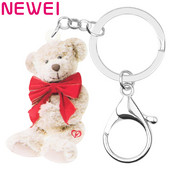 Newei Akrilo saldus pliušinis žaislinis meškiukas raktų pakabukai Ilgi mieli gyvūniniai raktų pakabukai Papuošalai moterims Vaikai Draugai Mada Dovanų Maišelis Pakabukai