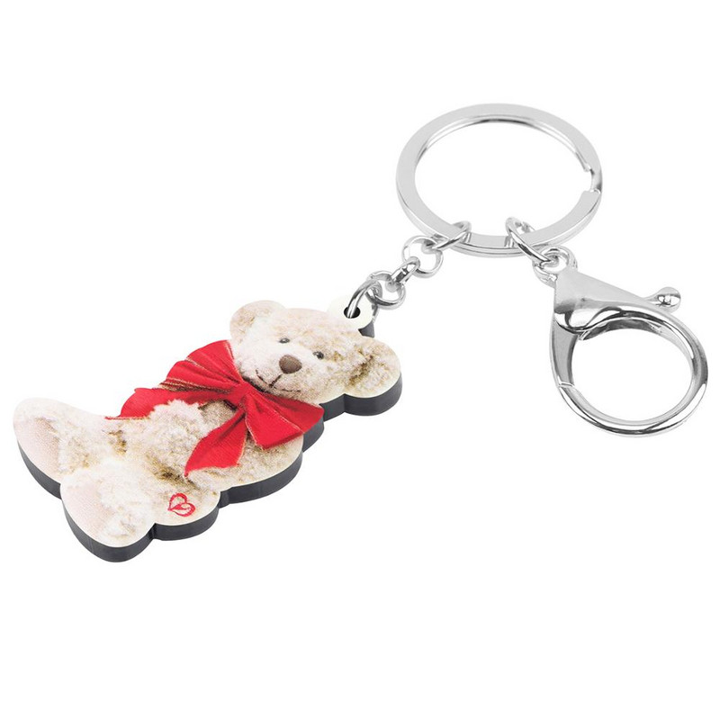 Newei Akrilo saldus pliušinis žaislinis meškiukas raktų pakabukai Ilgi mieli gyvūniniai raktų pakabukai Papuošalai moterims Vaikai Draugai Mada Dovanų Maišelis Pakabukai