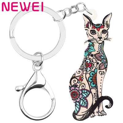 Newei Acrylic Floral χαριτωμένα μπρελόκ για γάτα Μπρελόκ Animal Kitten Μπρελόκ κοσμήματα για γυναίκες Παιδικά κορίτσια Κλασικό Φεστιβάλ Γούρια